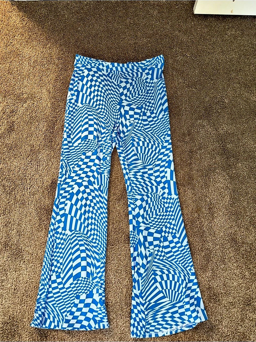 Wild Fable Geometric Wide Leg Pants in Blue & White Size Medium